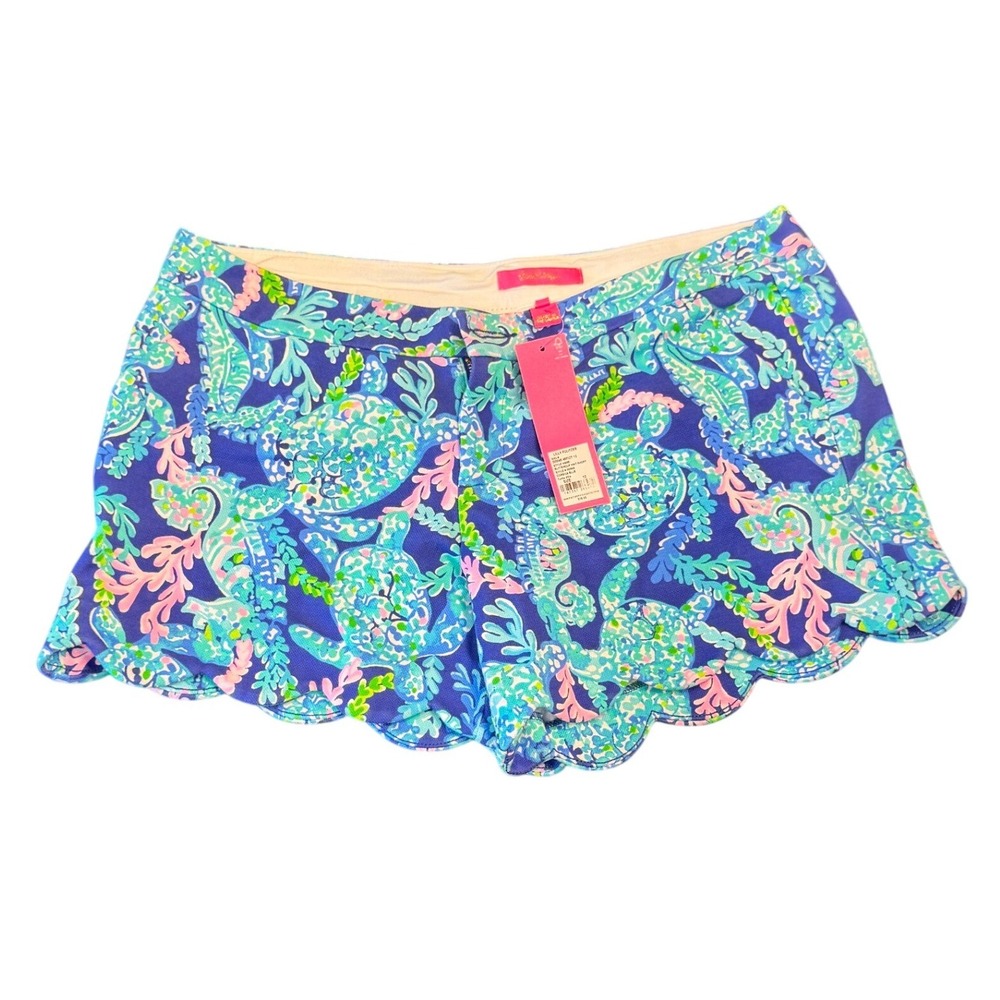 Lilly Pulitzer Buttercup Scallop Hem Shorts Shell Me About It Sea Turtle Blue 12